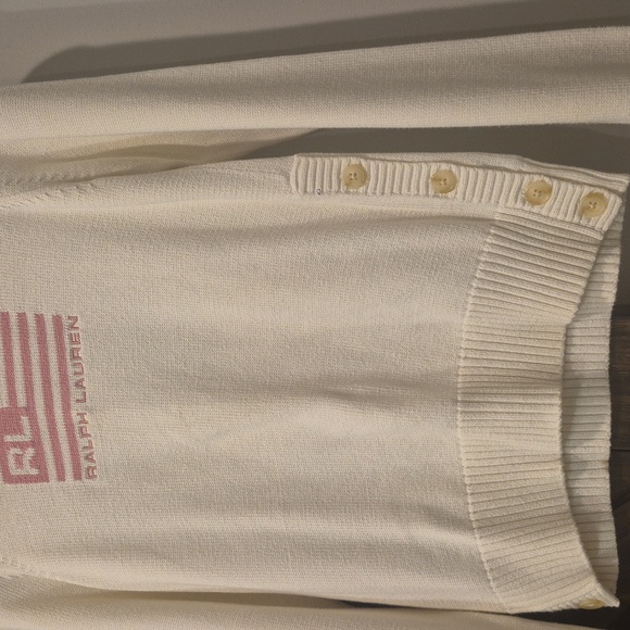 Ralph Lauren Women's White Turtleneck Sweater with Pink Flag Logo - Picture 3 of 3